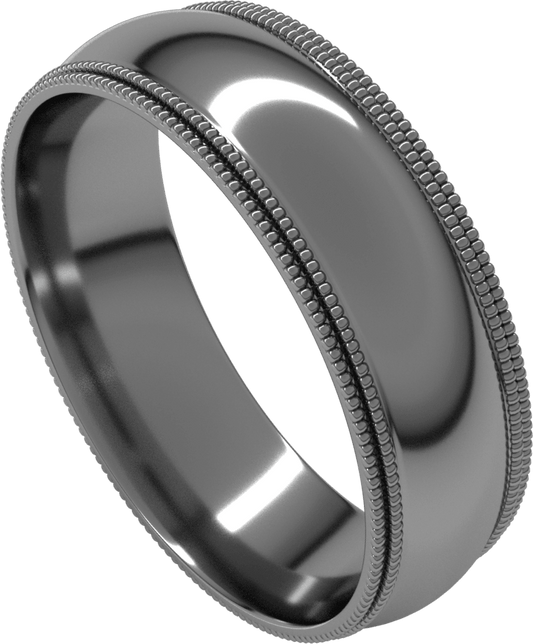 Sterling Silver 6 mm Double Milgrain Comfort-Fit Half Round Band