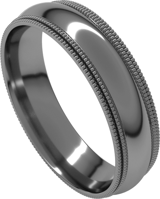 Sterling Silver 5 mm Double Milgrain Comfort-Fit Half Round Band