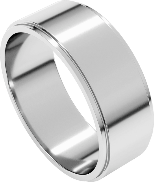 10K White Gold 8 mm Stepped-Edge Flat Band