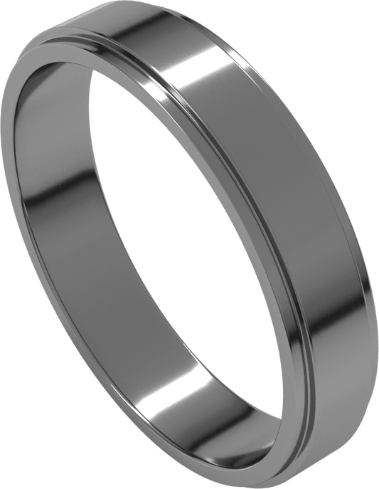 Sterling Silver 4 mm Stepped-Edge Flat Band