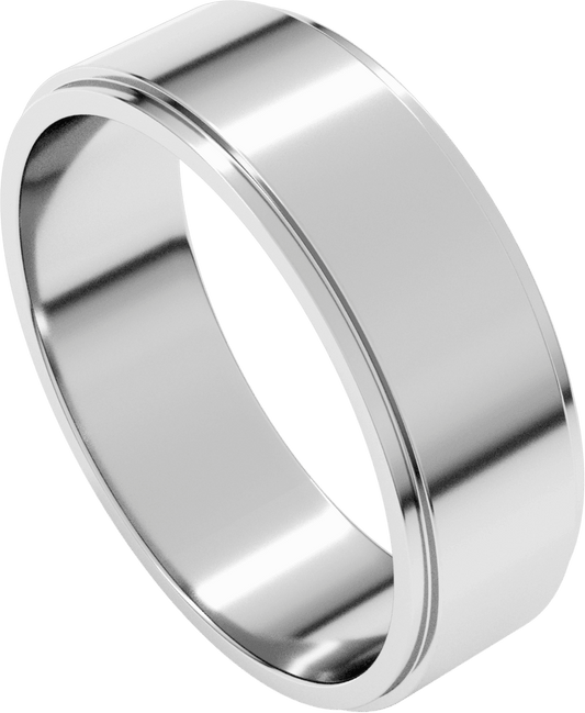10K White Gold 6 mm Stepped-Edge Flat Band
