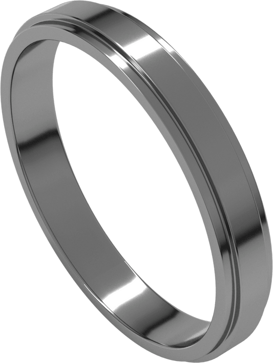 Sterling Silver 3 mm Stepped-Edge Flat Band