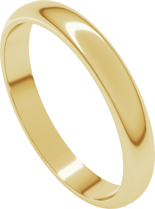 10K Yellow Gold 3 mm Half Round Band