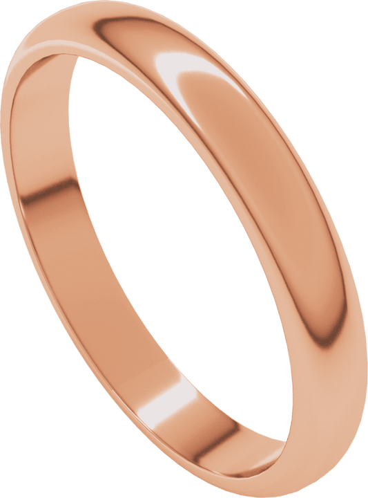 10K Rose Gold 3 mm Half Round Band
