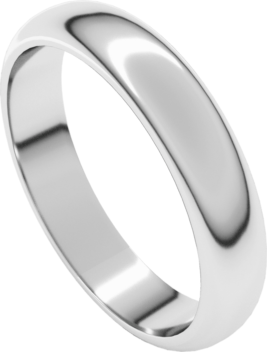 10K White Gold 4 mm Half Round Band