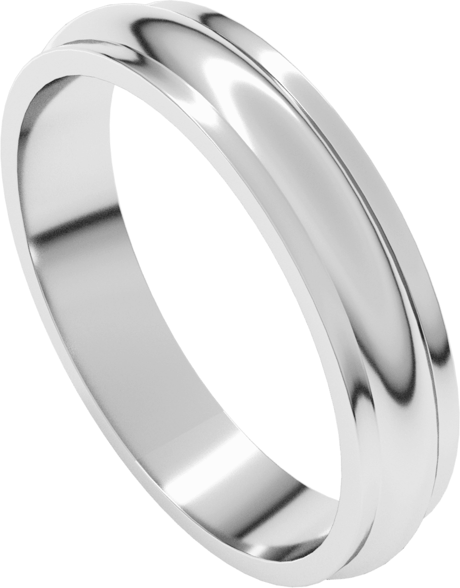 10K White Gold 4 mm Stepped-Edge Half Round Band