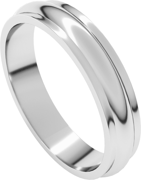 10K White Gold 4 mm Stepped-Edge Half Round Band