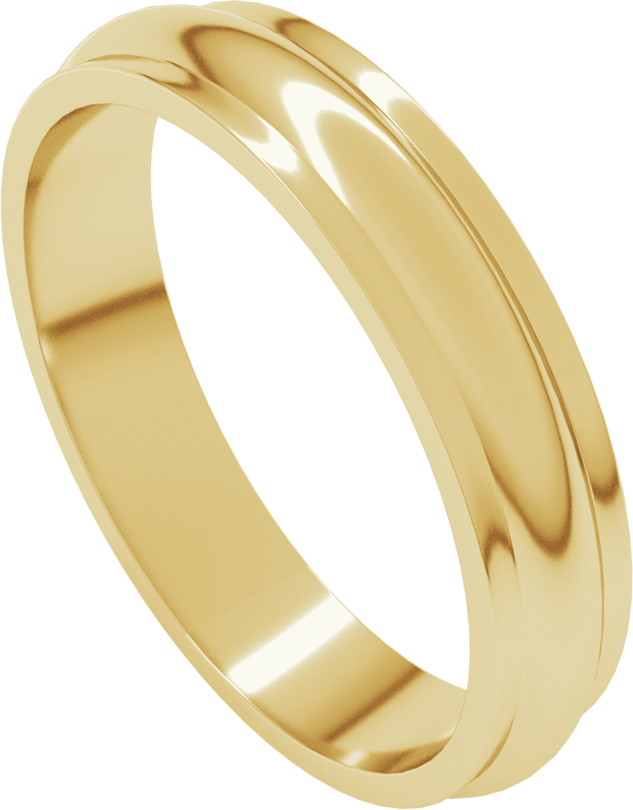10K Yellow Gold 4 mm Stepped-Edge Half Round Band
