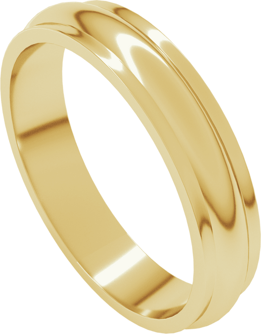 10K Yellow Gold 4 mm Stepped-Edge Half Round Band