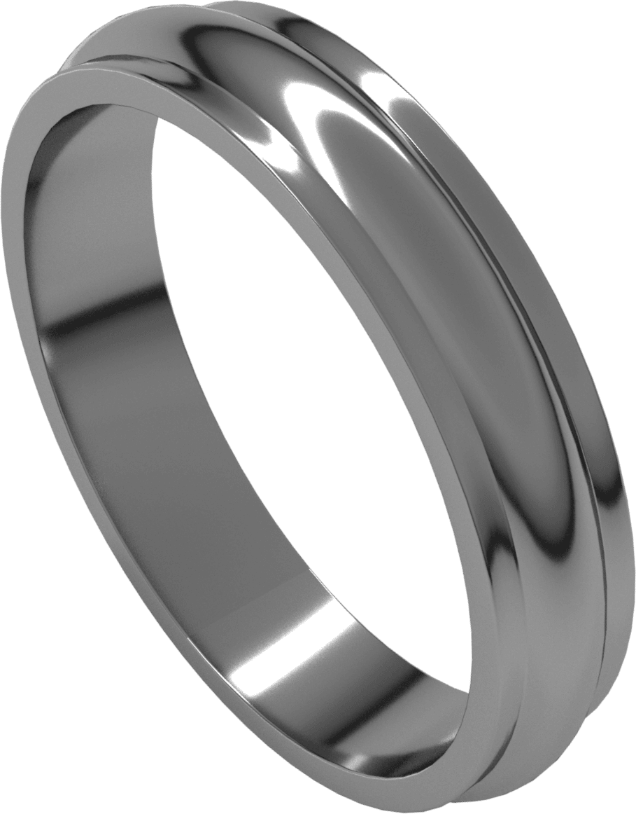 Sterling Silver 4 mm Stepped-Edge Half Round Band