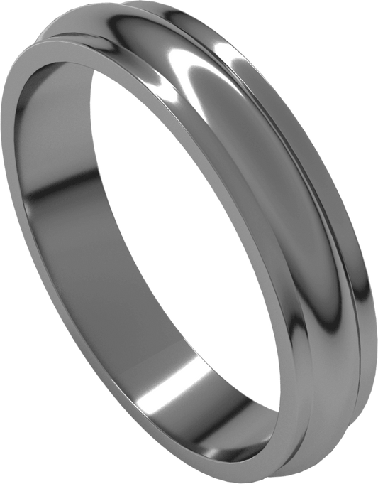 Sterling Silver 4 mm Stepped-Edge Half Round Band