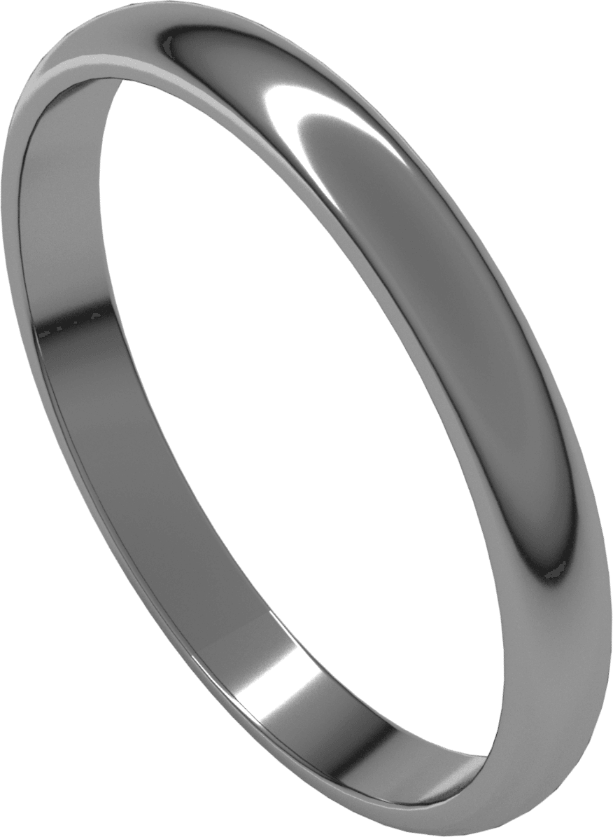 Sterling Silver 2.5 mm Lightweight Half Round Band