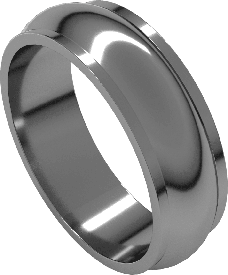 Palladium 6 mm Stepped-Edge Half Round Band