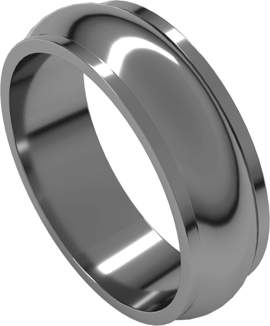 Sterling Silver 6 mm Stepped-Edge Half Round Band