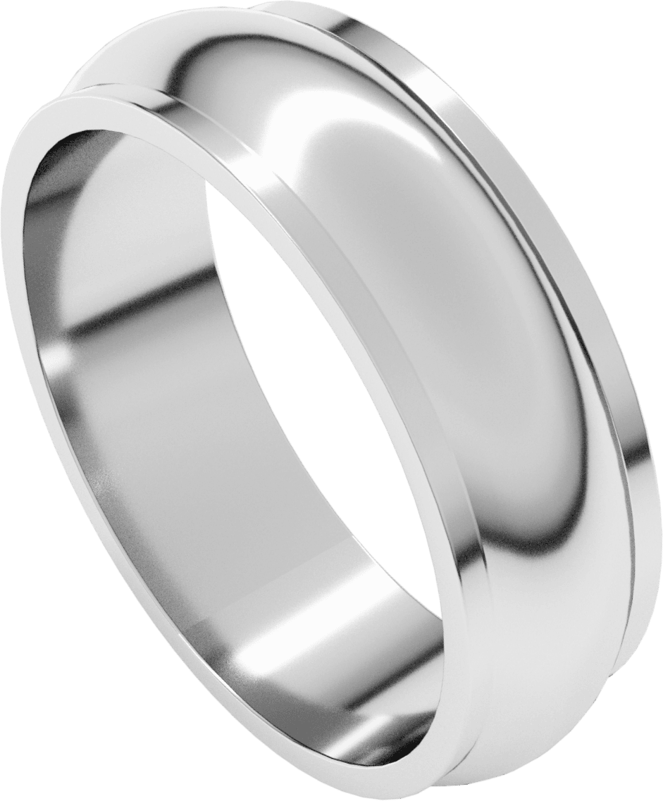 10K White Gold 6 mm Stepped-Edge Half Round Band