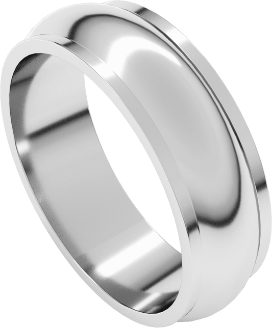 10K White Gold 6 mm Stepped-Edge Half Round Band