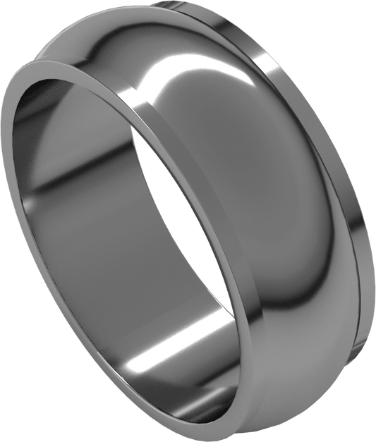 Sterling Silver 7 mm Stepped-Edge Half Round Band