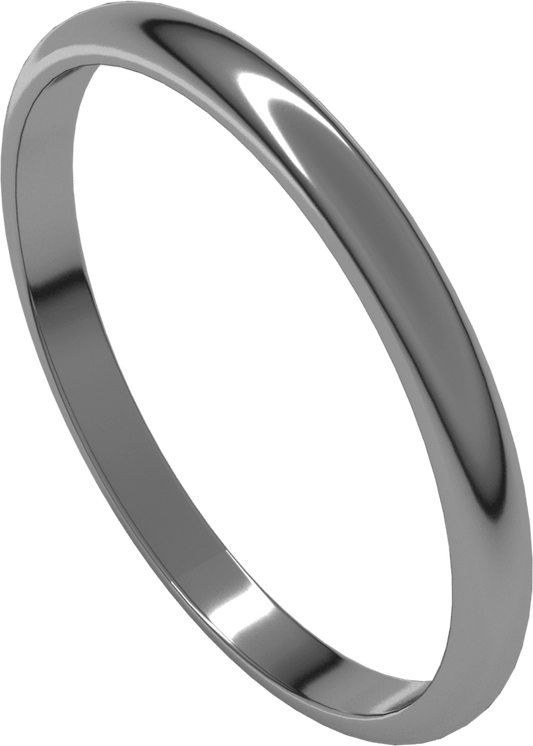 Platinum 2 mm Lightweight Half Round Band