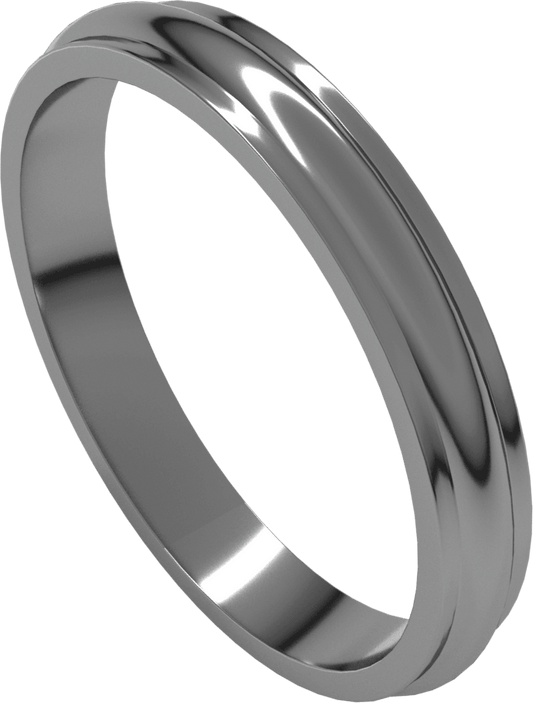 Palladium 3 mm Stepped-Edge Half Round Band