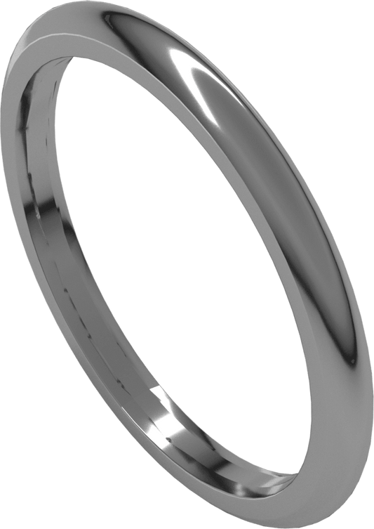 Sterling Silver 2 mm Comfort-Fit Half Round Band