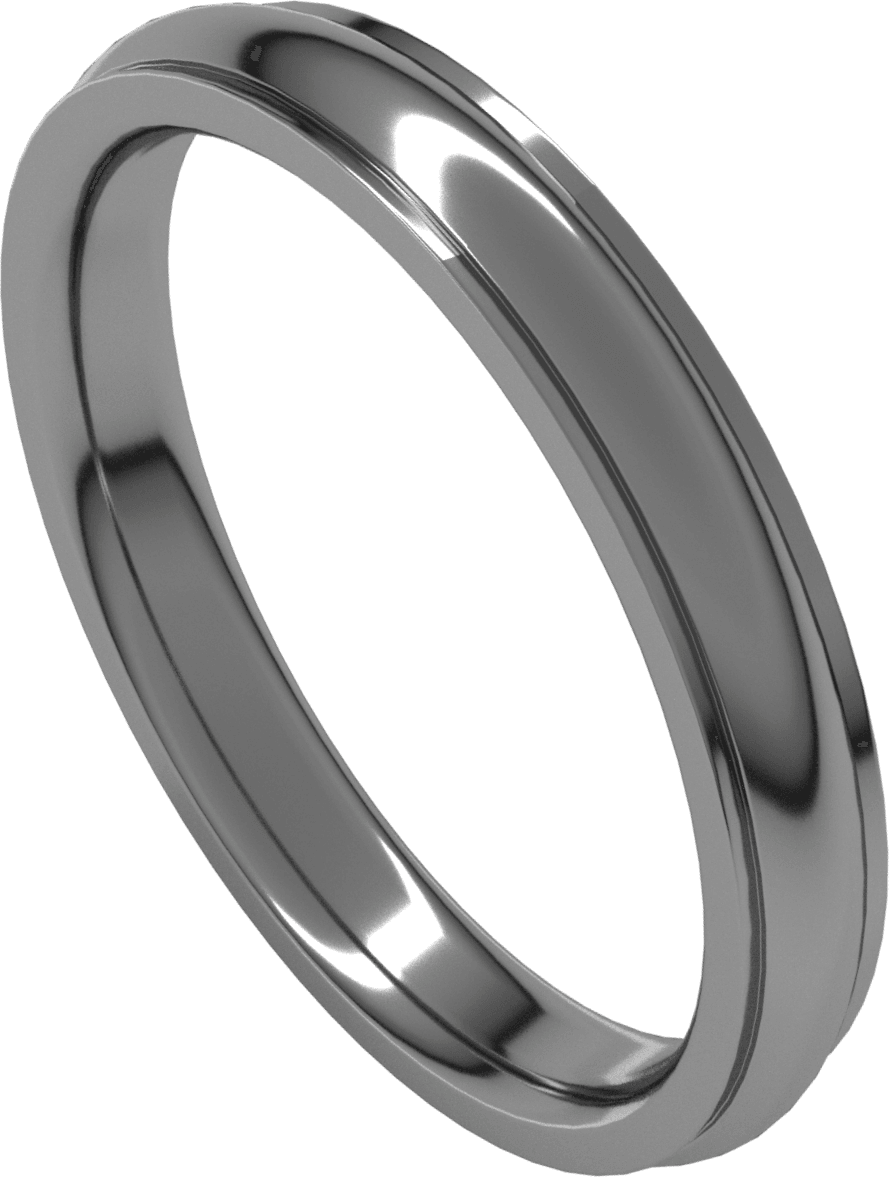 Sterling Silver 3 mm Stepped-Edge Comfort-Fit Half Round Band