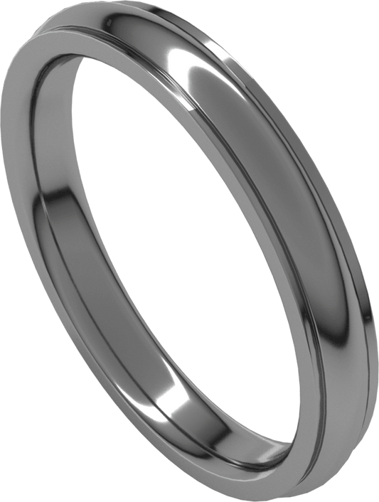 Sterling Silver 3 mm Stepped-Edge Comfort-Fit Half Round Band