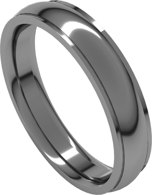 Platinum 4 mm Stepped-Edge Comfort-Fit Half Round Band