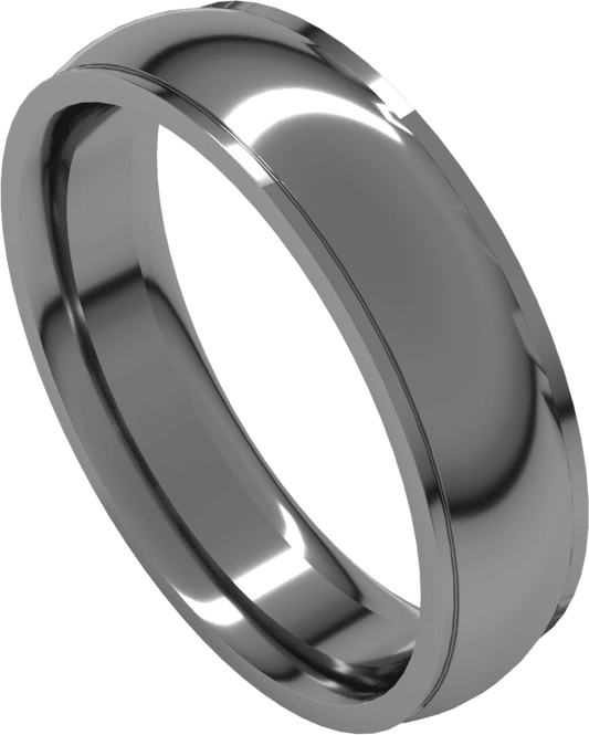 Sterling Silver 5 mm Stepped-Edge Comfort-Fit Half Round Band
