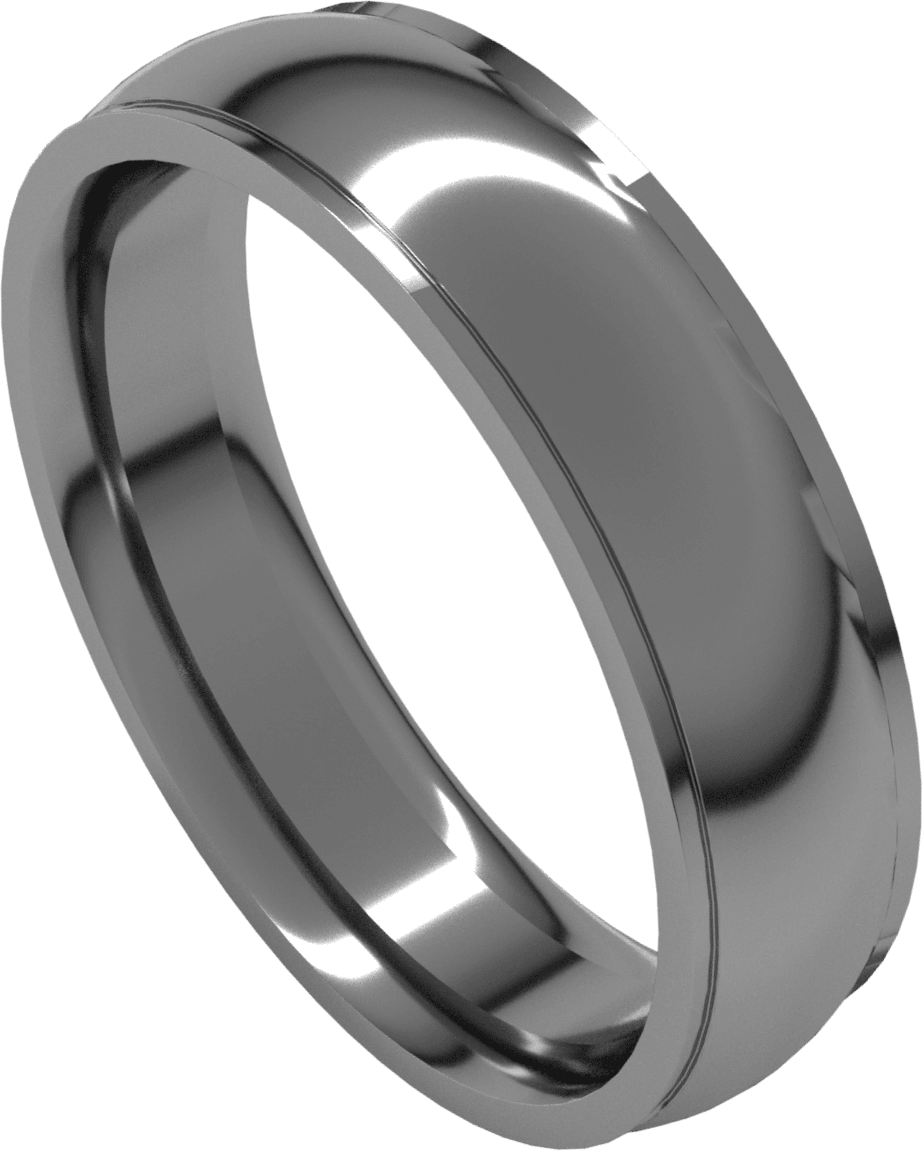 Platinum 5 mm Stepped-Edge Comfort-Fit Half Round Band