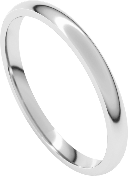 10K White Gold 2 mm Lightweight Comfort-Fit Half Round Band