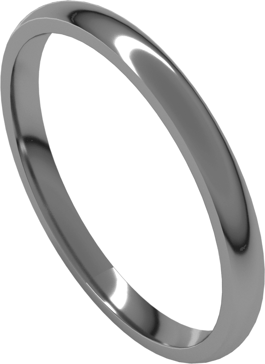 Platinum 2 mm Lightweight Comfort-Fit Half Round Band
