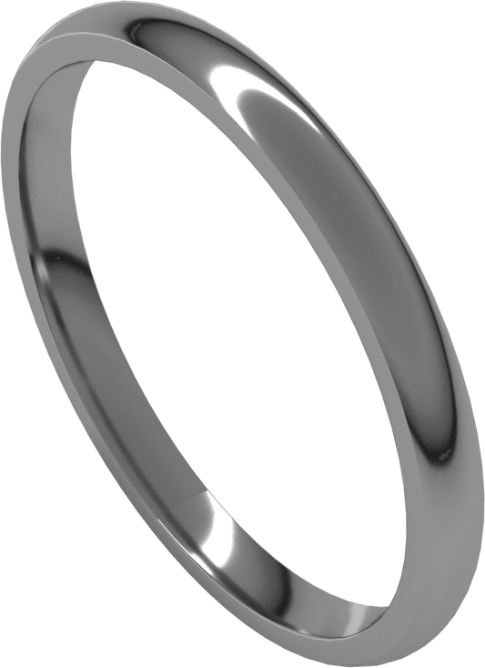Platinum 2 mm Lightweight Comfort-Fit Half Round Band