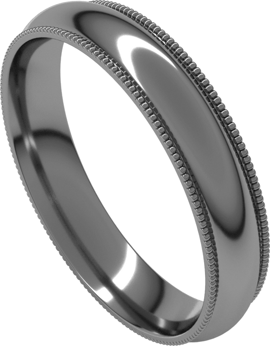 Sterling Silver 4 mm Milgrain Comfort-Fit Half Round Band