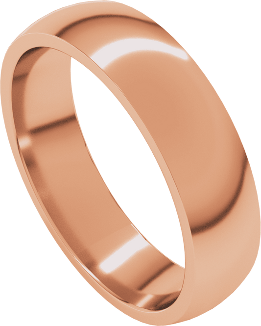 10K Rose Gold 1.5 mm Half Round Comfort Fit Light Band