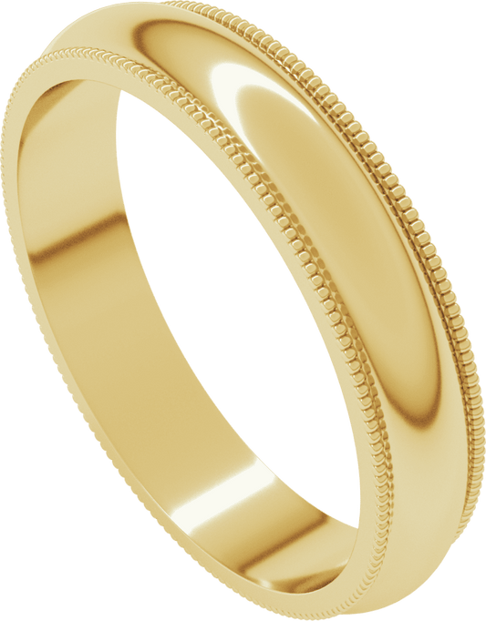 10K Yellow Gold 4 mm Milgrain Half Round Band