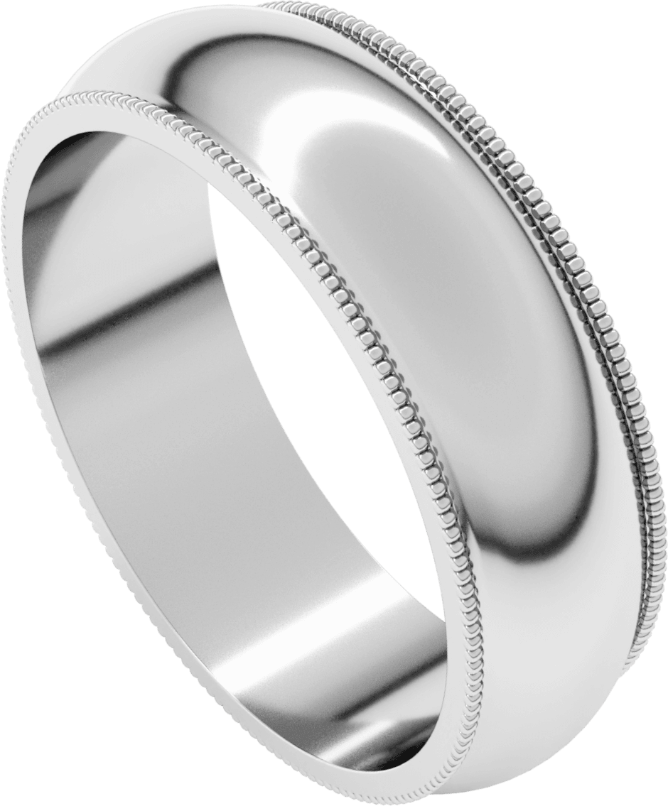 10K White Gold 6 mm Half Round Band