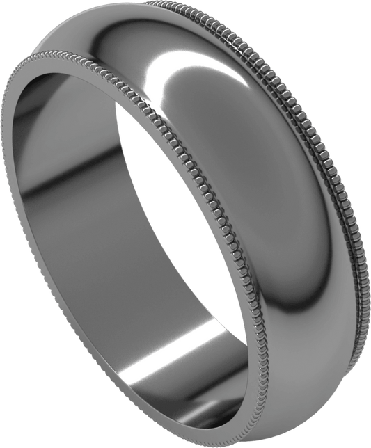 Platinum 6 mm Milgrain Half Round Band