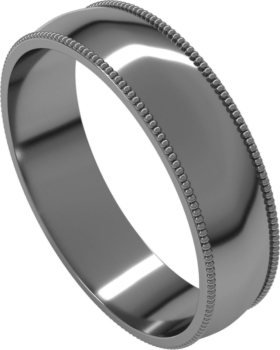 Platinum 5 mm Milgrain Comfort-Fit Half Round Band