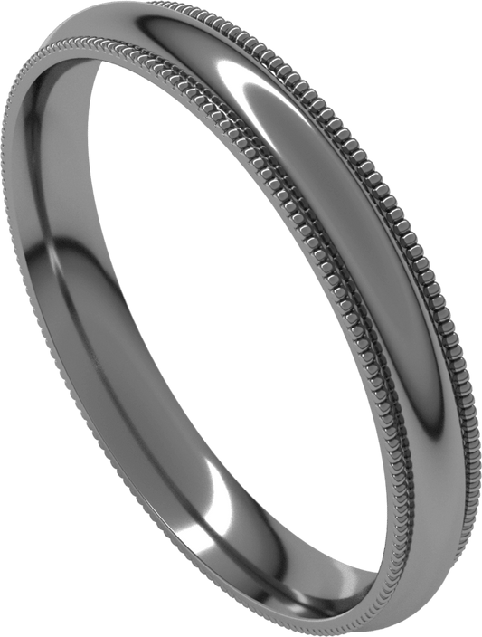 Platinum 3 mm Milgrain Comfort-Fit Half Round Band