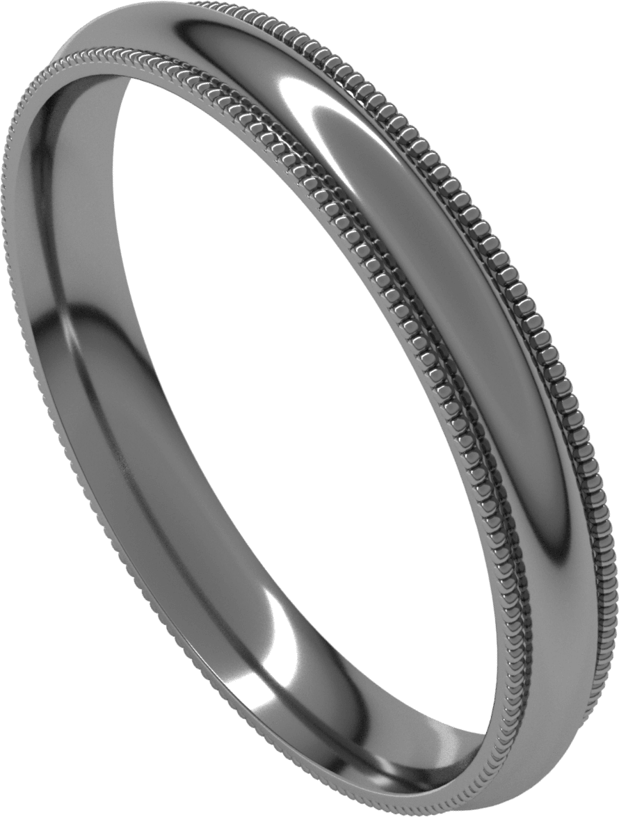 Palladium 3 mm Milgrain Comfort-Fit Half Round Band