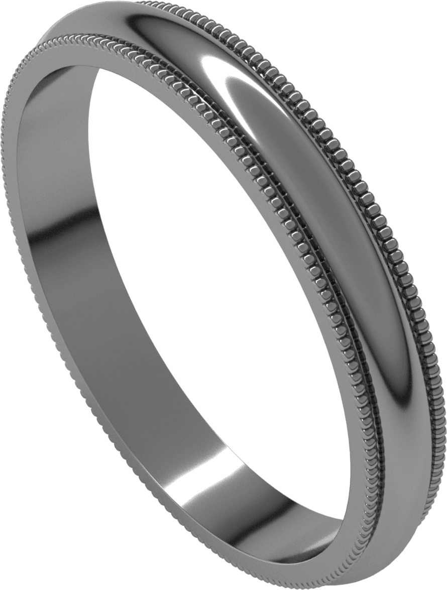 Platinum 3 mm Milgrain Half Round Band