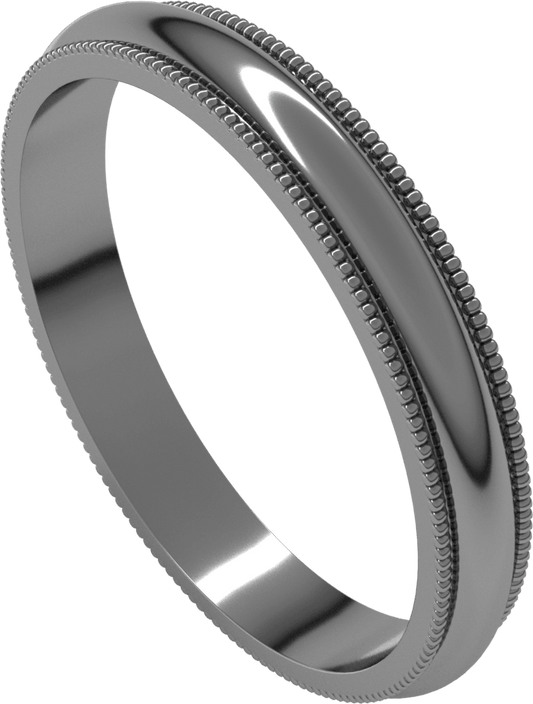 Platinum 3 mm Milgrain Half Round Band