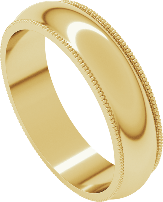 10K Yellow Gold 5 mm Milgrain Half Round Band