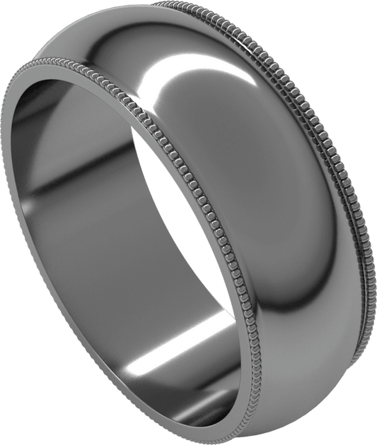 Sterling Silver 7 mm Milgrain Half Round Band