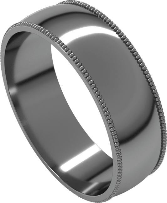 Platinum 6 mm Milgrain Comfort-Fit Half Round Band