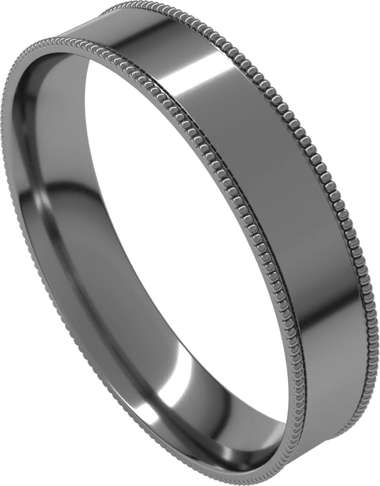 Platinum 4 mm Milgrain Comfort-Fit Flat Band