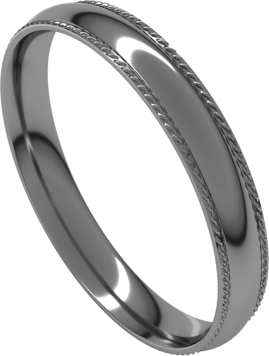 Platinum 3 mm Rope Comfort-Fit Half Round Band