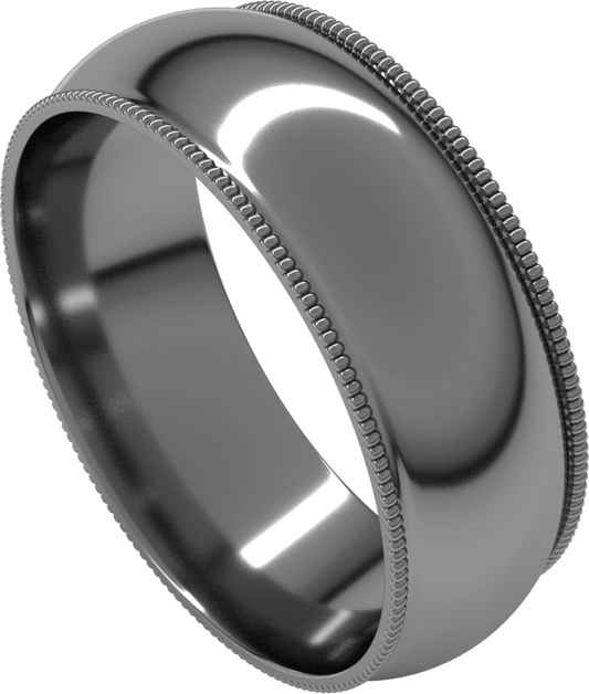 Platinum 7 mm Milgrain Comfort-Fit Half Round Band