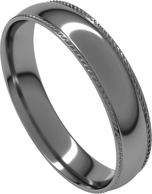 Platinum 4 mm Rope Comfort-Fit Half Round Band