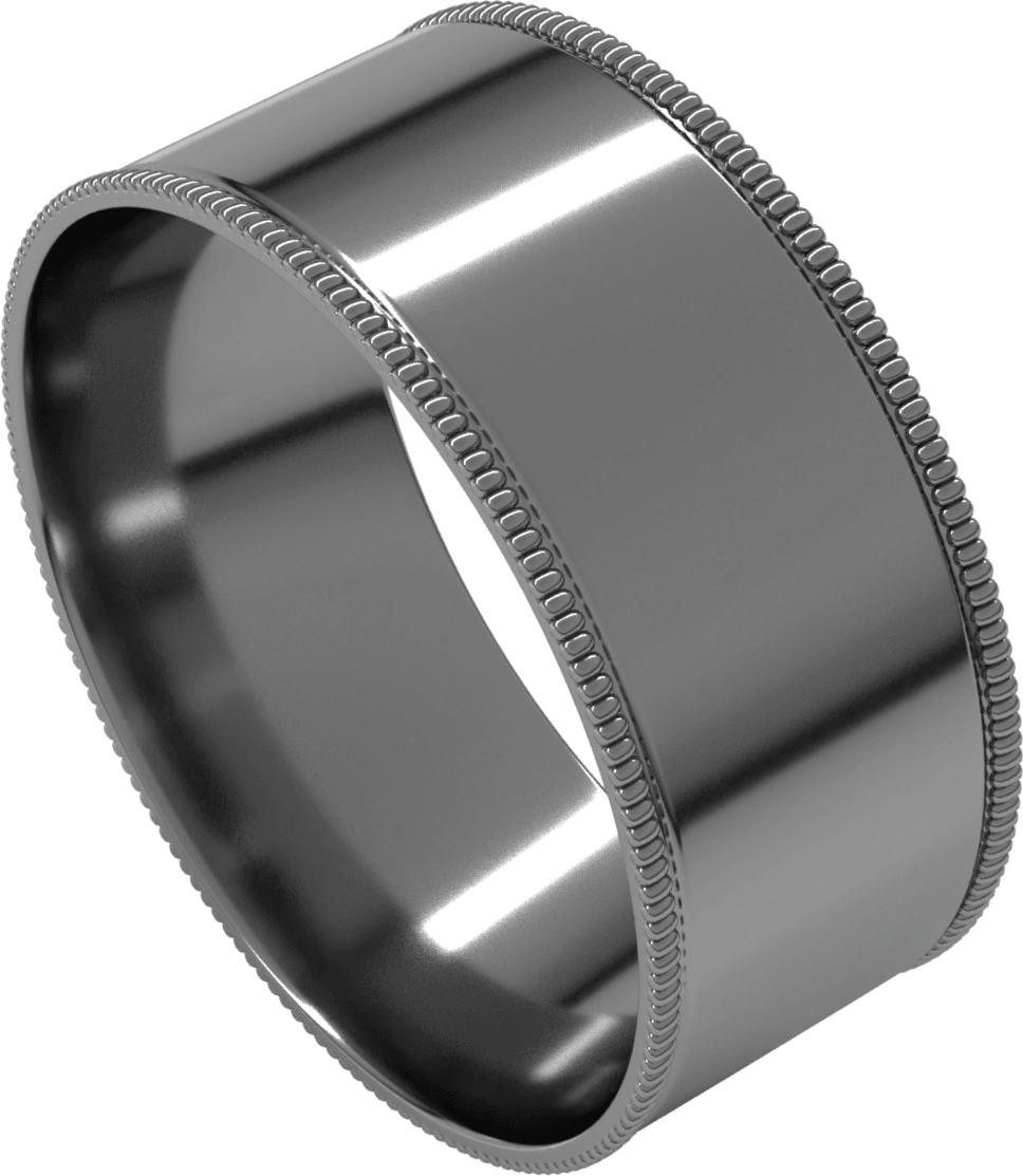 Platinum 8 mm Milgrain Comfort-Fit Flat Band